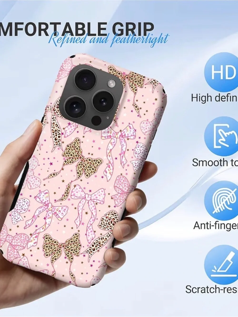 Pink Bow Pattern Phone Case for iPhone 15 ProMax